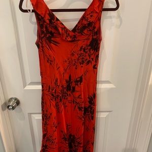 Wedding or party dress. Red and black asymmetrical hem